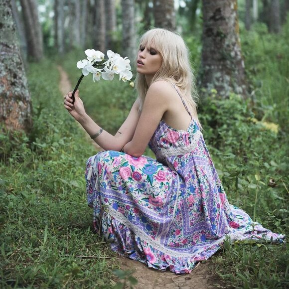 Spell and the Gypsy Collective Babushka Midi Dress Lavender XS b126 - Picture 5 of 16